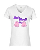 Epic Ladies Let's Ghoul Cheers Pink Party Ghosts V-Neck Graphic T-Shirts