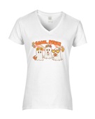 Epic Ladies Ghoul Power Hippie Groovy Girl Ghosts V-Neck Graphic T-Shirts