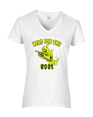 Epic Ladies Here For The Boos Booze Ghoul Monsters V-Neck Graphic T-Shirts