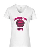 Epic Ladies I Promise I Will Bite Vampire Monsters V-Neck Graphic T-Shirts