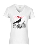 Epic Ladies F-CAW-F Raven Skull Potions Creepy Crow V-Neck Graphic T-Shirts
