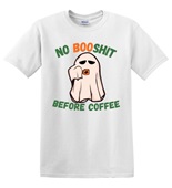 Epic Adult/Youth No Booshit Before Coffee Ghost Halloween Cotton Graphic T-Shirts