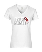 Epic Ladies Lock Him Up Red Cuffs Protest Fascism V-Neck Graphic T-Shirts