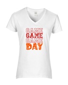 Epic Ladies Game Day Basketball Red College Pro Fan V-Neck Graphic T-Shirts
