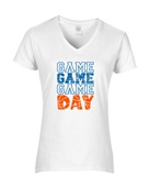 Epic Ladies Game Day Basketball Blue College Pro Fan V-Neck Graphic T-Shirts
