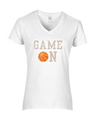 Epic Ladies Game On Basketball Tan College Pro Fan V-Neck Graphic T-Shirts