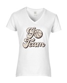 Epic Ladies Go Team Basketball Tan College Pro Fan V-Neck Graphic T-Shirts