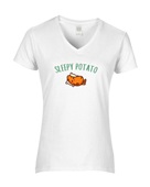 Epic Ladies Sleepy Potato Is Me Thanksgiving Meme V-Neck Graphic T-Shirts