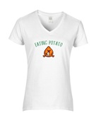 Epic Ladies Eating Potato Is Me Thanksgiving Meme V-Neck Graphic T-Shirts