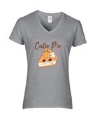 Epic Ladies Cutie Pie Pumpkin Thanksgiving V-Neck Graphic T-Shirts