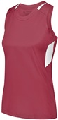 Girls Multiple Sports Crossover Tank Jersey MAROON/WHITE Primary