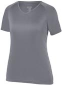 Womens Girls Attain Wicking Raglan Sleeve V-Neck Tee GRAPHITE Primary