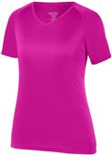 Womens Girls Attain Wicking Raglan Sleeve V-Neck Tee POWER PINK Primary