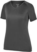 Womens Girls Attain Wicking Raglan Sleeve V-Neck Tee BLACK Primary