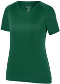 Womens Girls Attain Wicking Raglan Sleeve V-Neck Tee DARK GREEN Primary