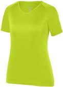 Womens Girls Attain Wicking Raglan Sleeve V-Neck Tee LIME Primary