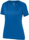 Womens Girls Attain Wicking Raglan Sleeve V-Neck Tee ROYAL Primary