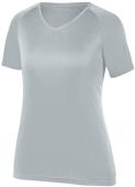 Womens Girls Attain Wicking Raglan Sleeve V-Neck Tee SILVER Primary