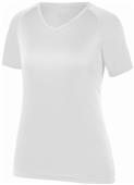 Womens Girls Attain Wicking Raglan Sleeve V-Neck Tee WHITE Primary