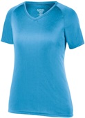 Womens Girls Attain Wicking Raglan Sleeve V-Neck Tee POWER BLUE Primary