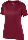 Womens Girls Attain Wicking Raglan Sleeve V-Neck Tee CARDINAL Primary