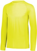 Adult Youth Longer Length Bigger Chest Wicking Long Sleeve Sports Tee SAFETY YELLOW Primary