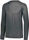 Adult Youth Longer Length Bigger Chest Wicking Long Sleeve Sports Tee BLACK Primary