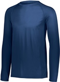 Adult Youth Longer Length Bigger Chest Wicking Long Sleeve Sports Tee NAVY Primary