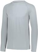 Adult Youth Longer Length Bigger Chest Wicking Long Sleeve Sports Tee SILVER Primary