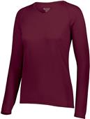 Ladies Longer Length Bigger Chest Wicking Long Sleeve Athletes Tee H MAROON Primary