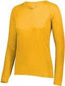 Ladies Longer Length Bigger Chest Wicking Long Sleeve Athletes Tee GOLD Primary