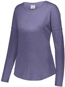 Ladies Lux Tri-Blend Long Sleeve Scoop Neckline Tee NAVY HEATHER Primary