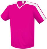 Adult Youth V-Neck Genesis Soccer Jersey RASPBERRY/WHITE Primary