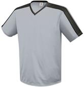 Adult Youth V-Neck Genesis Soccer Jersey SILVER GREY/BLACK Primary