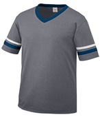 Youth Short Sleeve V-Neck 50/50 Jersey GRAPHITE/NAVY/WHITE Primary