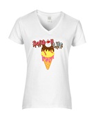 Epic Ladies Softball Life Ice Cream Cone Drip V-Neck Graphic T-Shirts