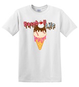 Epic Adult/Youth Baseball Life Ice Cream Cone Pink Drip Cotton Graphic T-Shirts