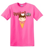 Epic Adult/Youth Baseball Life Ice Cream Cone Pink Drip Cotton Graphic T-Shirts