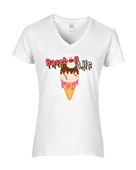 Epic Ladies Baseball Life Ice Cream Cone Pink Drip V-Neck Graphic T-Shirts