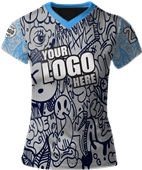 Sublimated Womens/Girls V-Neck Jersey - Custom "StreetPop" Cool Performance Tee