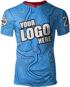 Custom Sublimated V-Neck Jersey - Unisex "Topographic" Cool Performance Tee
