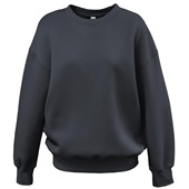 Womens Oversize Crew OVERSIZE FIT LONGER length BLACK Primary