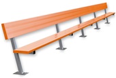 27 FT Player Bench with Seat Back - Surface Mount (Powder Coated)