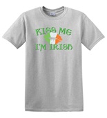 Epic Adult/Youth St. Patricks Day Flag Kiss Me I'm Irish Cotton Graphic T-Shirts
