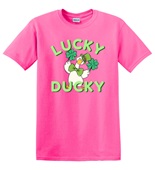 Epic Adult/Youth St. Patrick's Day Shamrock Lucky Ducky Cotton Graphic T-Shirts