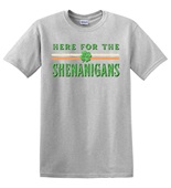 Epic Adult/Youth St. Patty's Day Here For The Shenanigans Cotton Graphic T-Shirts