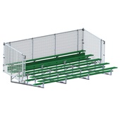 21 FT  (5 Row - Single Foot Plank with Chain Link Rail) - Enclosed (Powder Coated) Bleacher