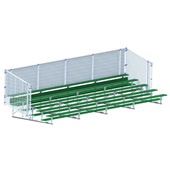 27 FT (5 Row - Single Foot Plank with Chain Link Rail) - Enclosed (Powder Coated) Bleacher