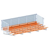 27 FT (5 Row - Single Foot Plank with Chain Link Rail) - Enclosed (Powder Coated) Bleacher