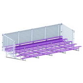 27 FT (5 Row - Single Foot Plank with Chain Link Rail) - Enclosed (Powder Coated) Bleacher